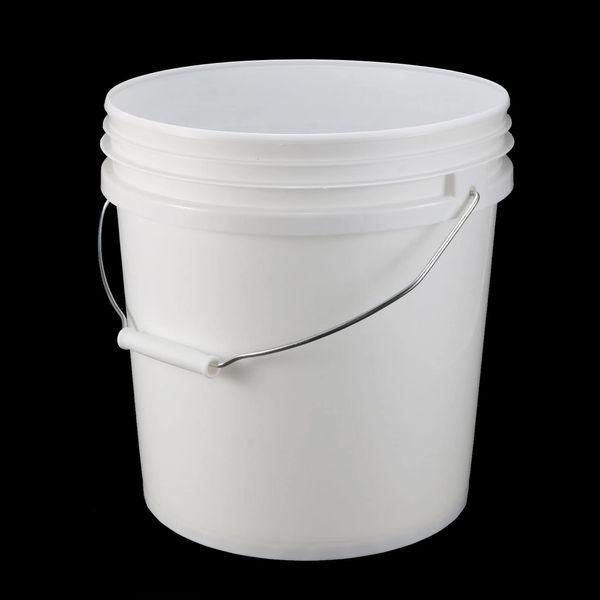 sourcing map Plastic Paint Pail Multipurpose Container 2.64Gallon/10L Paint Can Metal Handle and Lid, White 2