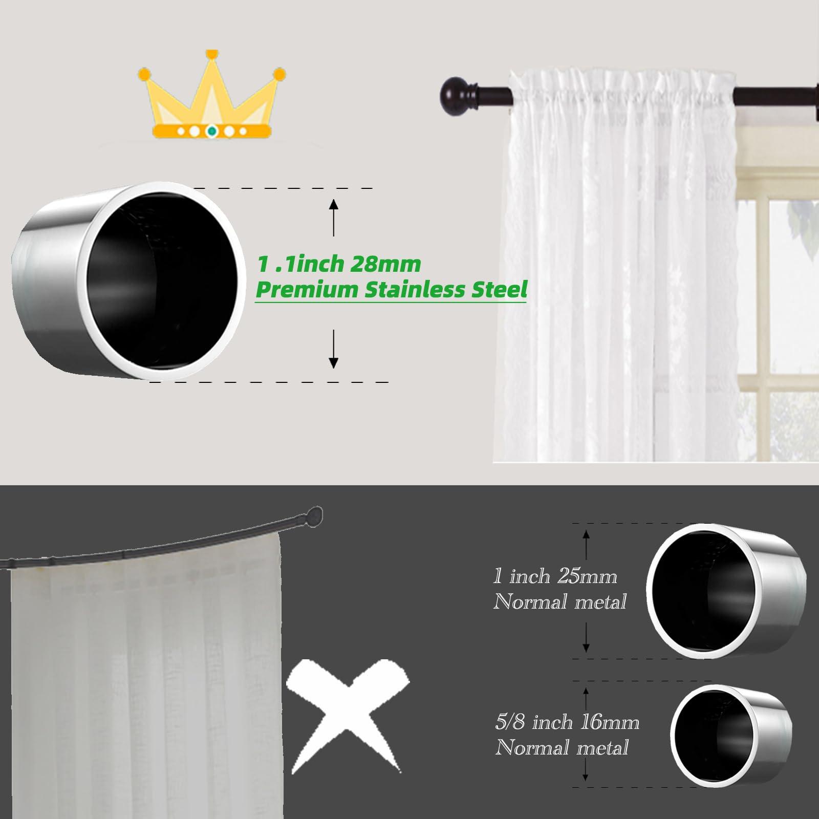 Curtain Poles, 28 mm/1.1 inch Black Window Pole Set Adjustable Fittings for Eyelet Curtains Door Rod Bedroom 50-110cm (Two Brackets) 2