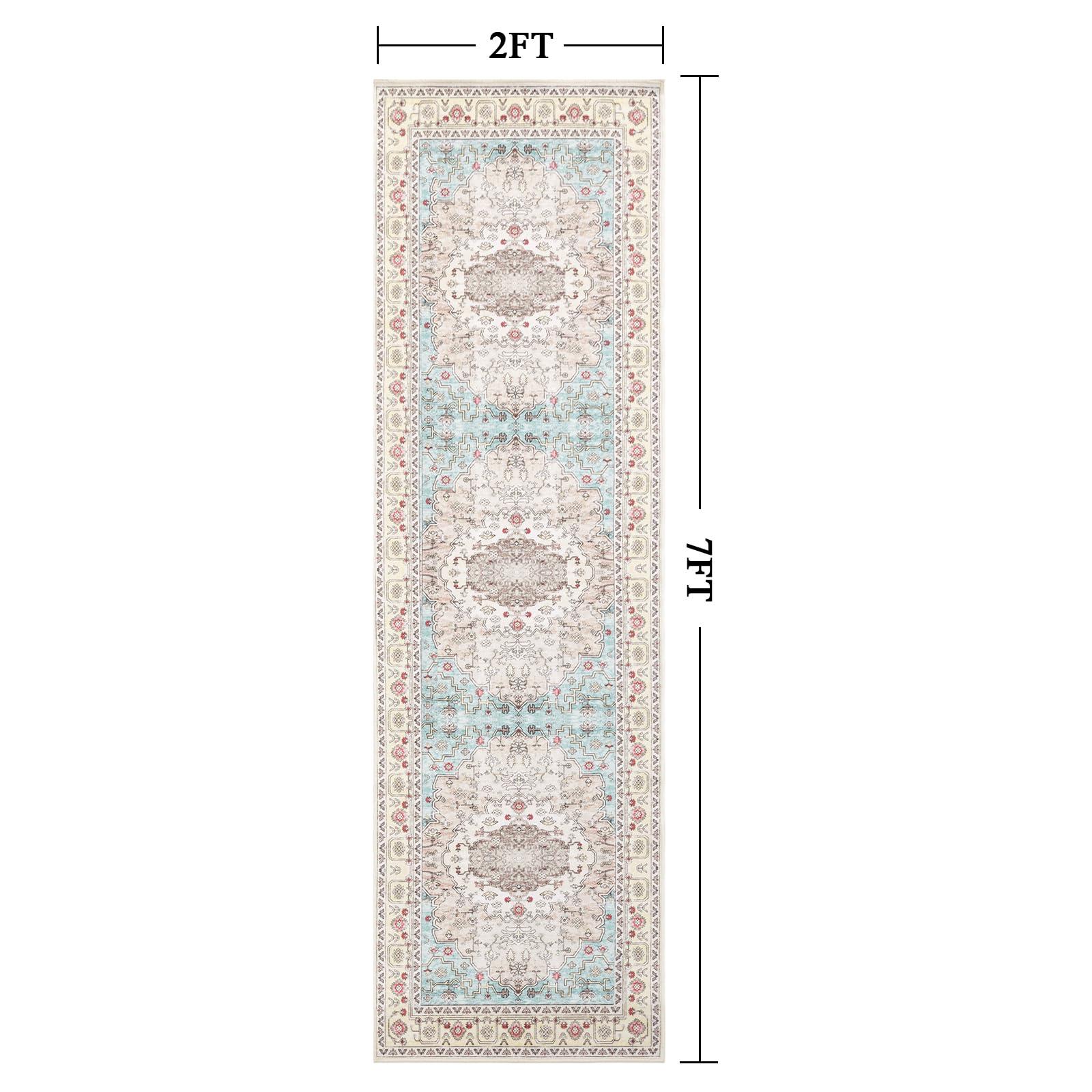 Carvapet Hallway Runner Rug 60x210cm Non Slip Long Carpet Floor Mat Washable Thin Area Rug Blossom Floral Medallion Floor Rugs for Living Room Corridor Kitchen(Yellow) 1