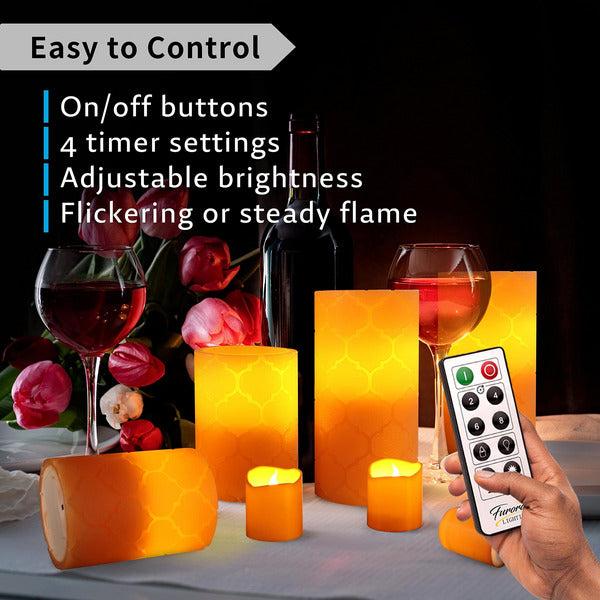 Furora LIGHTING LED Flameless Candles with Remote - Battery-Operated Flameless Candles Bulk Set of 8 Fake Candles - Small Flameless Candles & Christmas Centerpieces for Tables, Orange Nordic 4