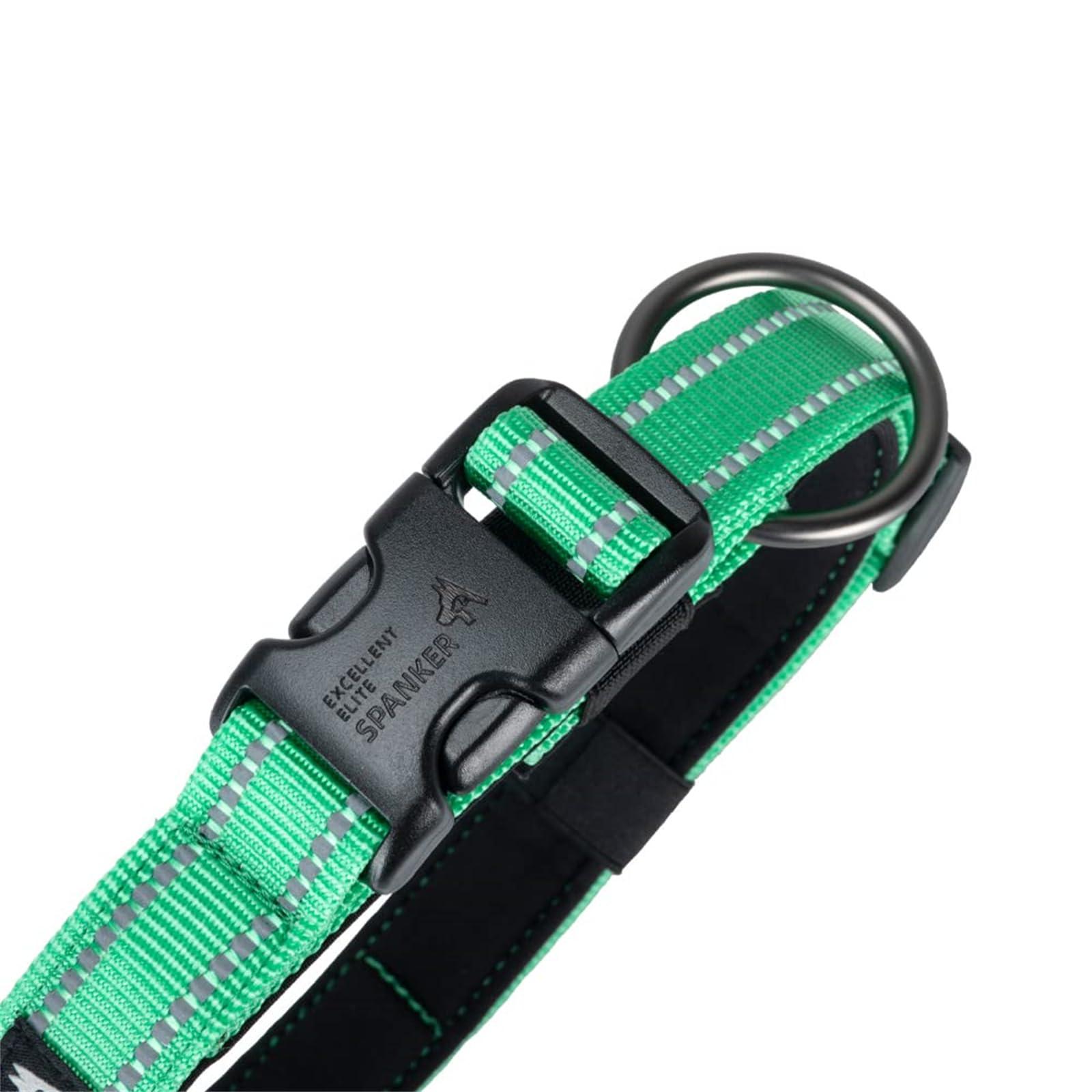 EXCELLENT ELITE SPANKER Reflective Dog Collar with Safety Locking Buckle, Adjustable Nylon Pet Collars for Small Medium Large Dogs(XL,GRN) 3