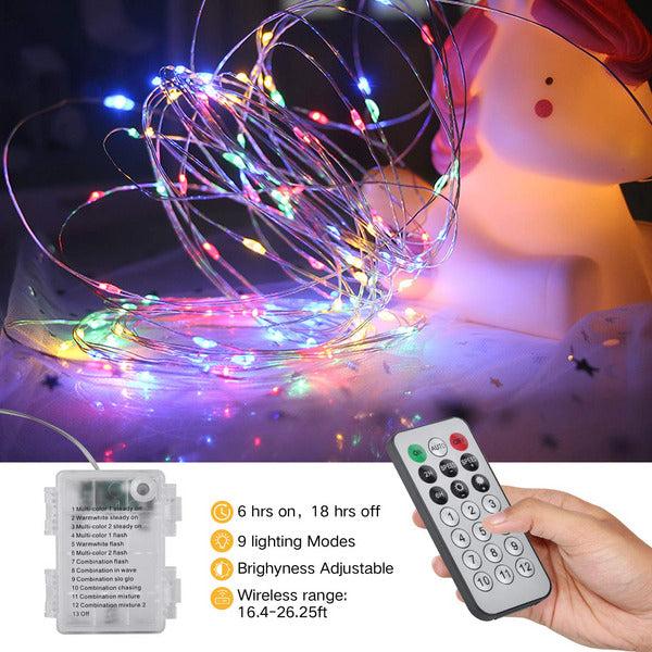 Ariceleo 4 Packs Fairy Lights Battery Powered, 5M 50 Led Silver Wire Warm White & Multi-Colour Battery Operated Twinkle String Lights with Timer Remote Control for Outdoor, Christmas, Wedding, Bedroom 3