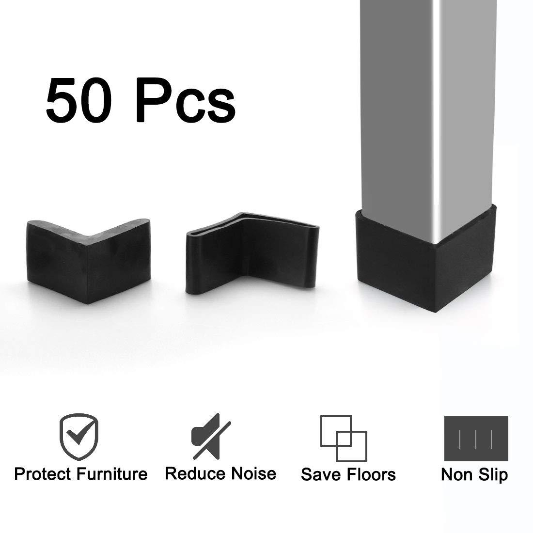 sourcingmap Furniture Angle Iron Foot Pads L Shaped Rubber Leg End Covers Protectors 30 x 30mm Black for Home Office 50pcs 4