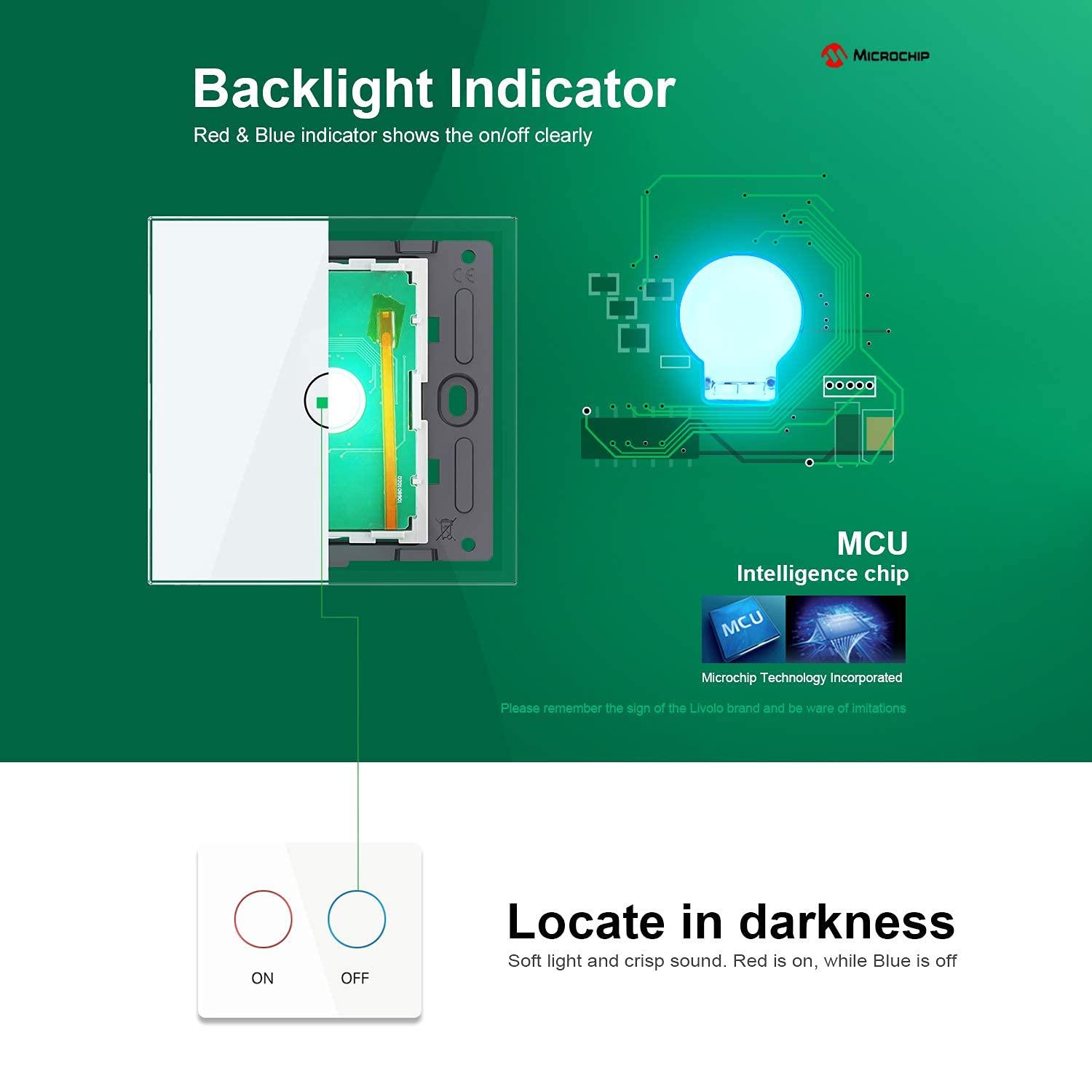 LIVOLO Black Remote Wireless Wall Touch Light Switch(No Neutral),Wireless Control Switch with LED Indicator,Scratch-resistant Tempered Glass Panel,Including RF controller,3 Gang 1 Way,VL-B603R-3BG 2