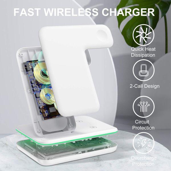 XIMU Wireless Charger Compatible with iPhone 14Pro/14/13Pro/13/13Pro max/12/11/X/XR/Pro Max/8P/Samsung S20/S10,3 in 1 Charging Station Compatible with Apple Watch SE/6/5/4/3/2/AirPods 2/Pro 2