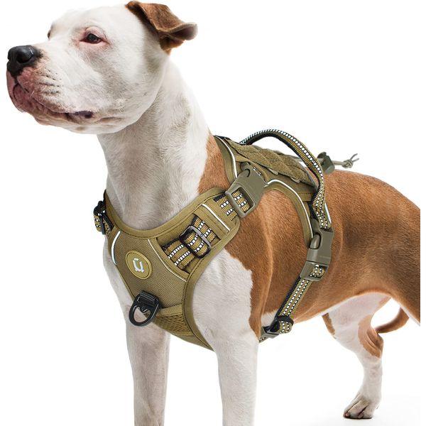 Tactical Dog Harness Anti Pull Dog Harness Adjustable Breathable MOLLE Dog Vest Harness for Medium Large Dog Reflective Military Working Dog Service Dog Harness for Outdoor Training and Walking 2