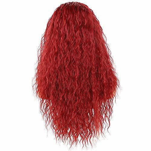 Sapphirewigs Curly Headband Wig Long Red Synthetic Wig Loose Water Wave Headband Wigs for Women Glueless 150% Density 26inch 2