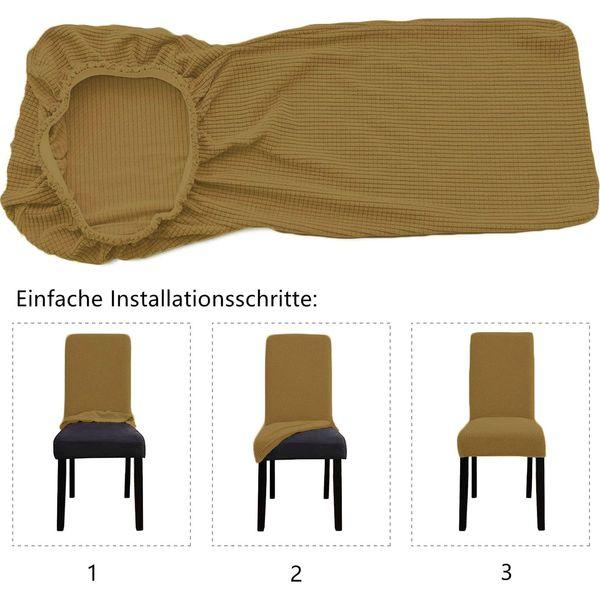 HMFSXKR Chair Covers Elastic Stretch High Back Dining Room Chair Cover, Machine Washable Person Chair Protector for Party (coffee, Pack of 4) 4