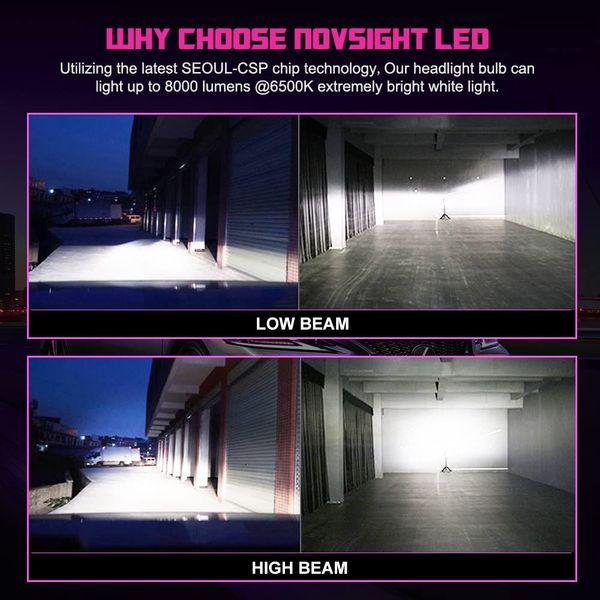 NOVSIGHT H7 LED Headlight Bulbs, 10000LM Car Headlight Extremely Bright Headlight Bulb, 50W 6500K Xenon White CSP LED Chips Vehicle Replacement Bulb(2 PCS) (upgrade H7) 2