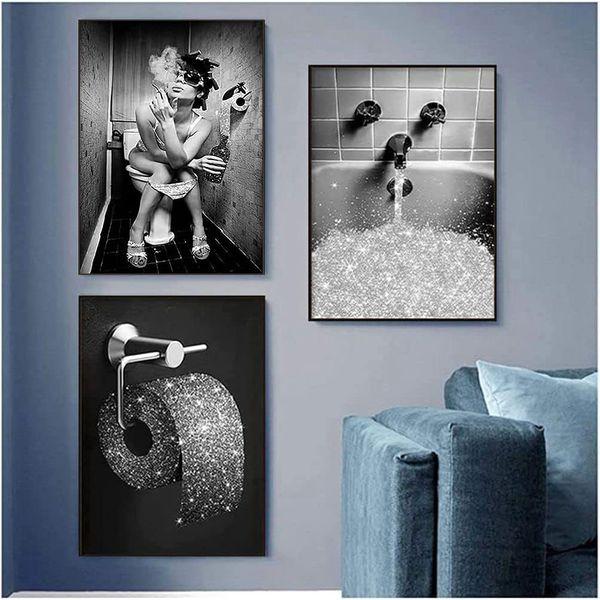 GHJKL The Bathtub Wall Art Prints Funny Bathroom Pictures Canvas Poster Home Decor - Without Frame (Dream Lady, 50X70cm*4PCS) 0