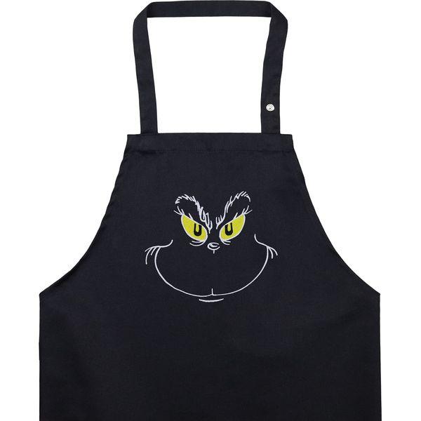 EXPRESS-STICKEREI Cooking apron unisex Adjustable Kitchen Aprons with Pocket | adjustable neck strap (Grinch - Kochschürze)