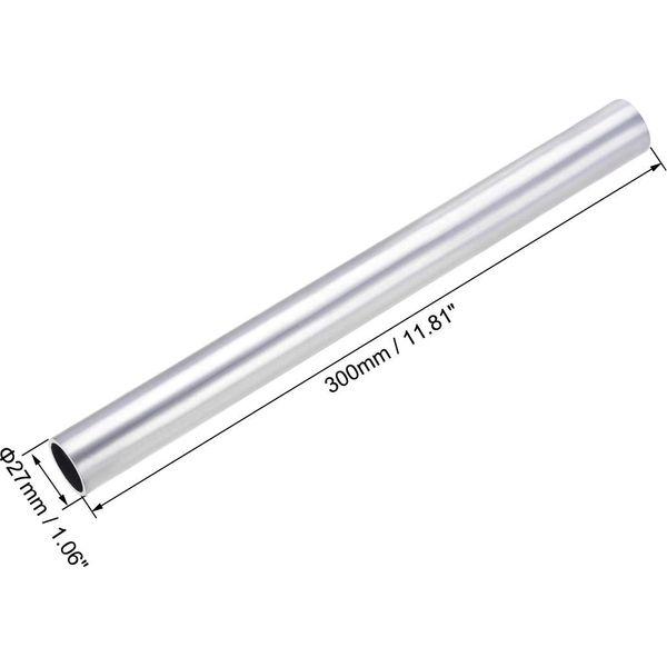 sourcing map 6063 Aluminum Round Tube, 27mm OD 23mm Inner Dia 300mm Length Seamless Straight Tubing 2 Pcs 1