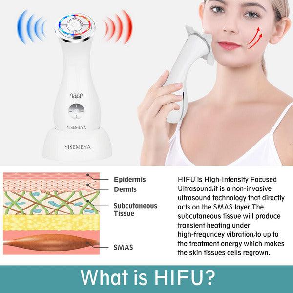 Mini HIFU Face Lifting Machine EMS RF LED Photon Skin Tightening Machine Ultrasonic Facial Massager Machine Professional Wrinkle Remove Skin Rejuvenation Anti Aging Device 2