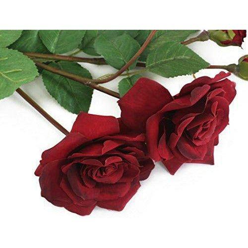 Floral Elegance Artificial 87cm Single Stem Burgundy Spray Rose Flowers x 6 2
