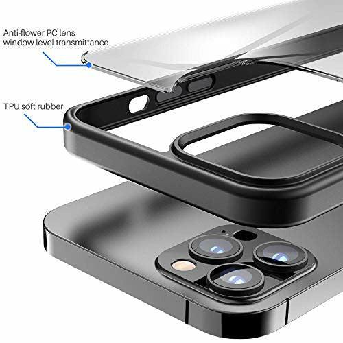 TOZO Compatible for iPhone 12 Pro Max Case 6.7 inch Hybrid Soft Grip Matte Finish Clear Back Panel Thin Cover compatible with Black 3
