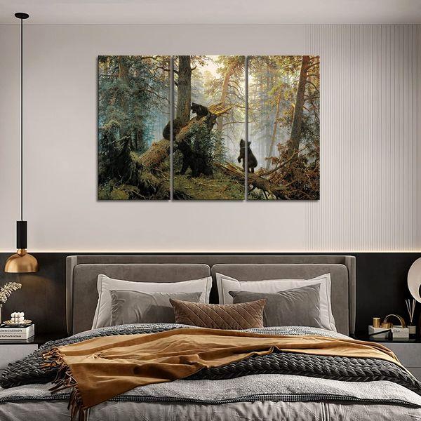 Bear Play In Forest Broken Tree Wall Art Painting The Picture Print On Canvas Animal Pictures Modern Artwork For Living Room Dinning Room Home Decor Decoration Gift 3