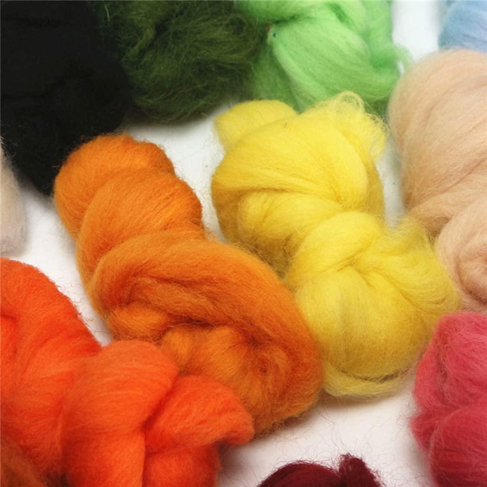 Abaodam DIY Tools Fluffy Yarn Colored Felt 36Pcs Wool Roving Fibre Wool Yarn Roving for Needle Felting Hand DIY Knitting Supplies (36 Colors) Fluffy Yarn DIY Kits Knitting Loom 4