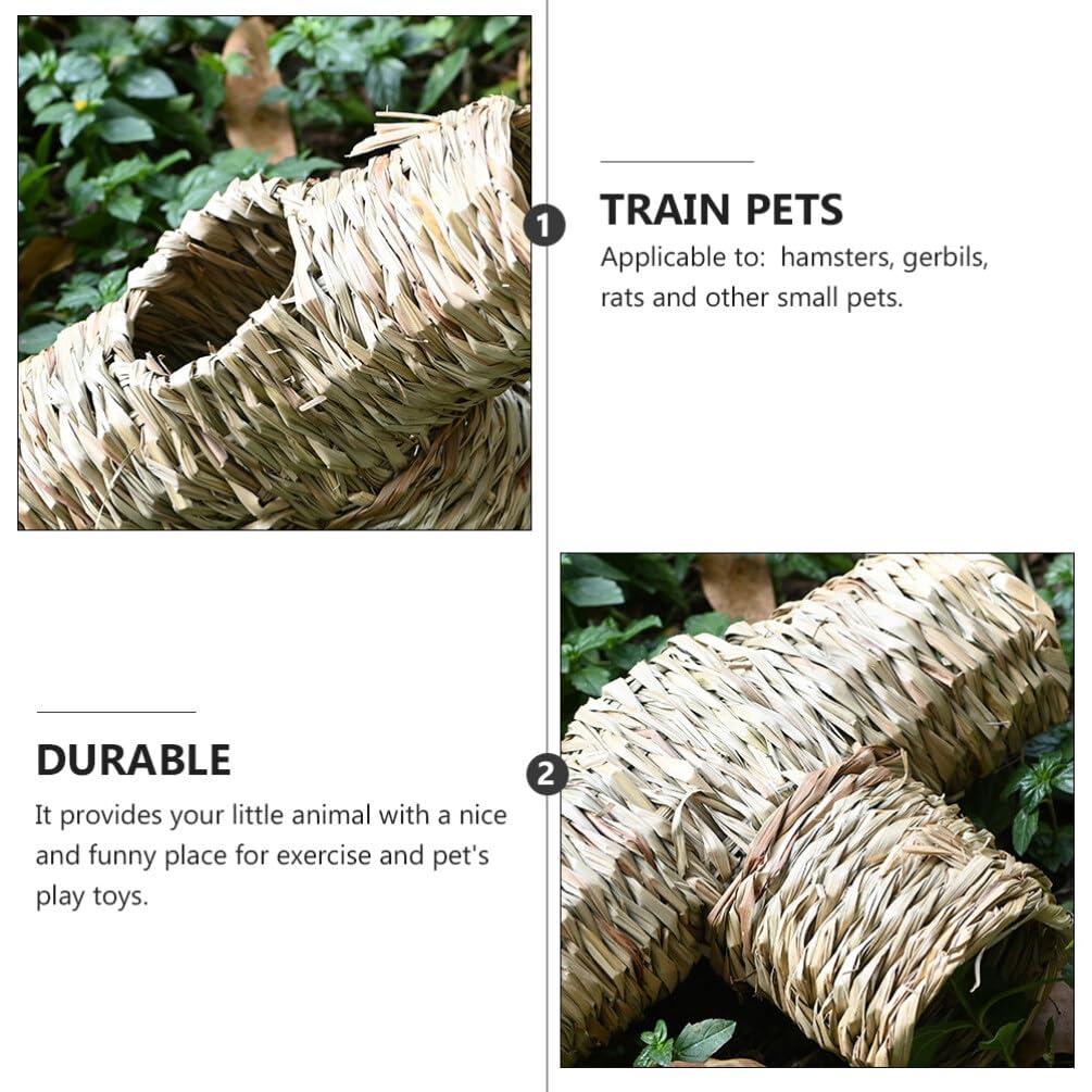 iplusmile Hamster Grass Tunnel, Hamster Grass Tunnel Toy Guinea Pig Tunnels and Tubes Straw Tunnel House with 3 Entrances for Rats, Ferrets,Guinea Pig,Chinchilla Hedgehog 3