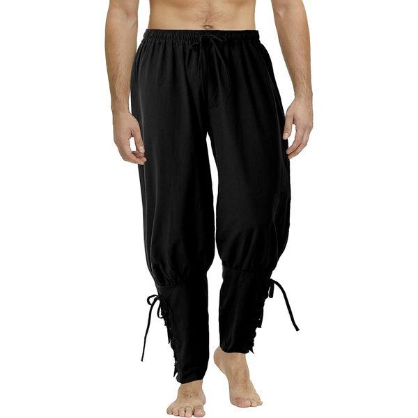 COSDREAMER Men's Medieval Pants Viking Pirate Costume Trousers Black 0