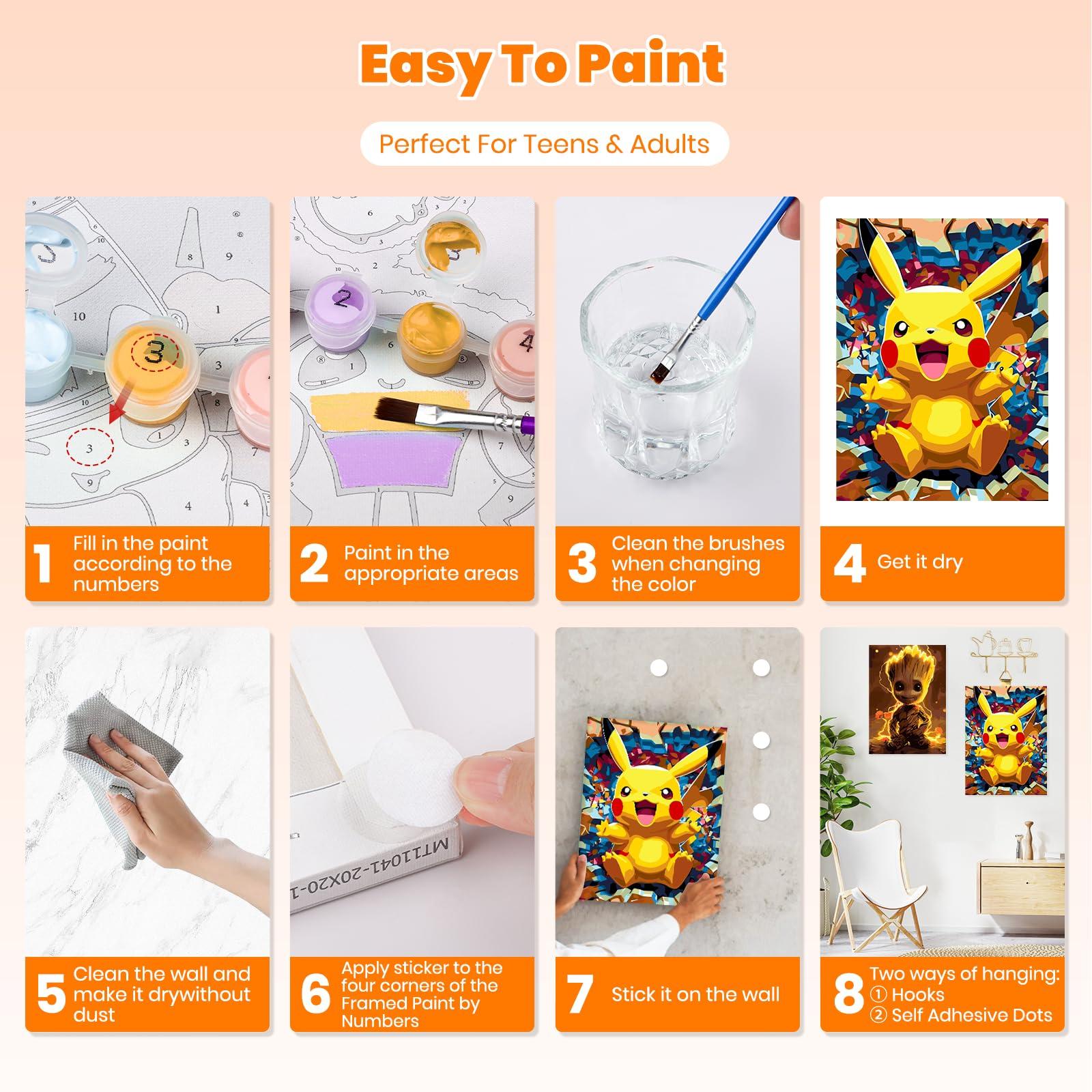 GHHKUD Paint by Number Kits for Adult with Wooden Easel, Oil Acrylic Painting by Numbers Kit for Adults Beginners on Framed Canvas, Cartoon Anime Arts and Crafts for Home Wall Decor-12x16inch 3