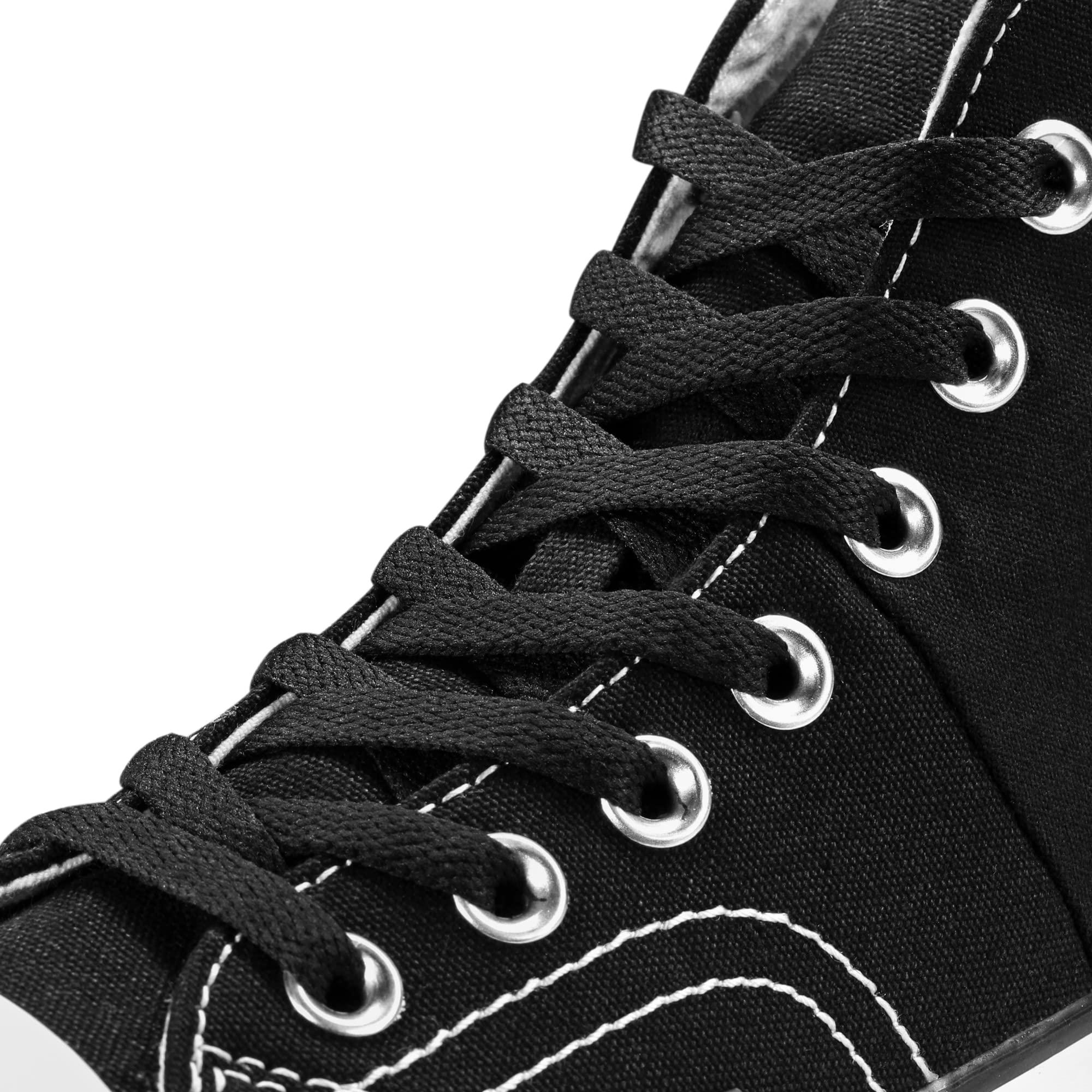 Yusimu Black Flat Shoe Laces for Trainers,Air Force 1,Converse,8mm Wide Replacement Laces for Sneakers and Sport Shoes,Durable Athletic Shoelaces for Men,Women,and Kids,3 Pairs/160 CM 1