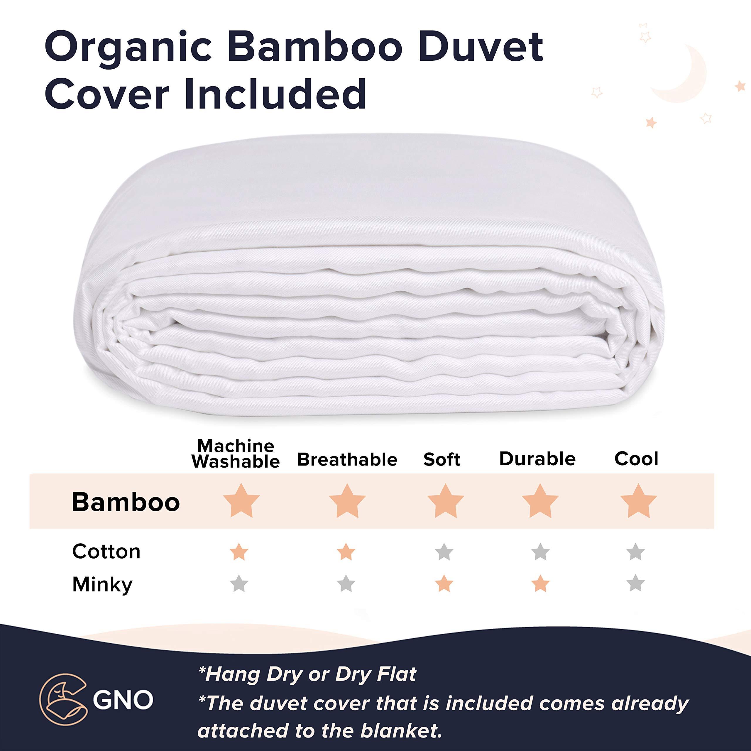 GnO Weighted Blanket for Adult & Removable Bamboo Washable Cover | 7KG (15lbs) | 150 x200 cm | Double or King Size Bed | 100% Organic Cotton Heavy Blanket | Helps With Anxiety,Insomnia & Stress- White 2
