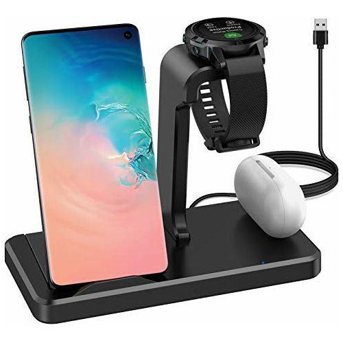 Aimtel Wireless Charger,3 in 1 Wireless Charging Station Compatible with Garmin Venu Sq/Forerunner 745/Vivoactive 3 4 4S/Fenix 5 6 Watch Charger Stand,Garmin Watch Type C Headphone Qi Phones 0