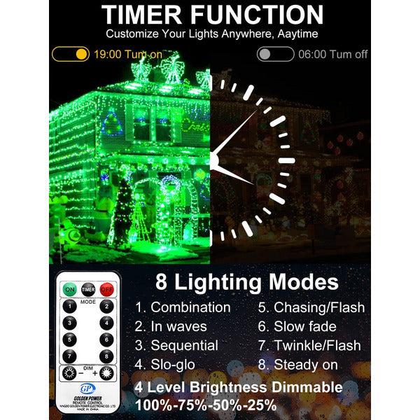 120M 1000 LED Fairy Lights Outdoor Waterproof String Lights Plug In Christmas Decor Lights with 8 Modes Timer Dimmable for Outside Tree Party Commerical House Garden Pation Indoor Decorations-Green 4