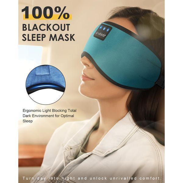 LC-dolida Bluetooth Sleep Mask with Headphones, Sleep Headphones Can Play 10-14 Hours,100% Blackout Cotton Eye Covers for Sleeping, Zero Pressure Eye Mask with Travel Bag and Sleep Earplugs 1