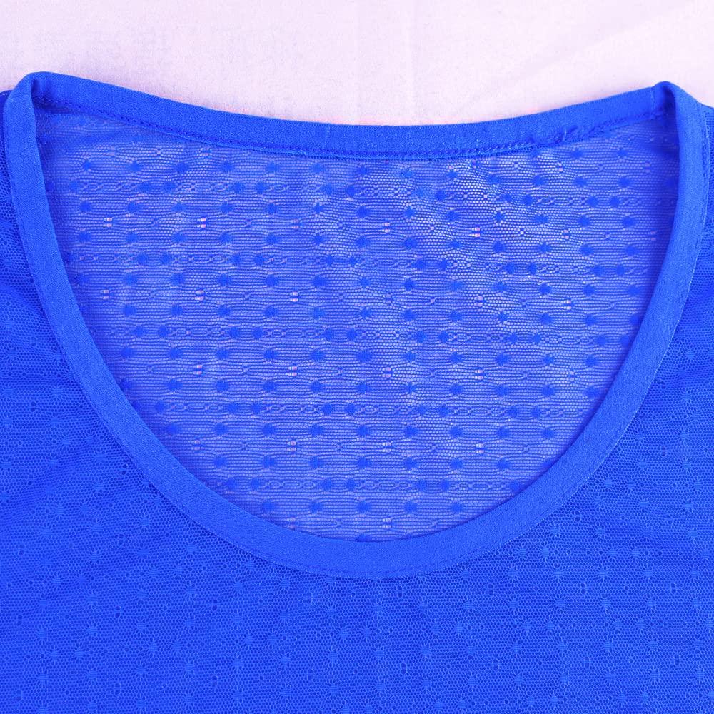 7Power Men's See Through Shirts Fishnet Mesh Fitted Short Sleeve T-Shirts for Muscle Tops Clubwear Color Blue Size M 1