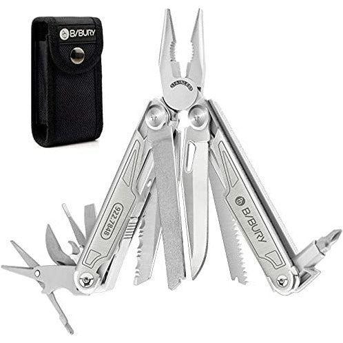 BIBURY Multitools, Upgraded Multi Tool Foldable Pliers, Stainless Steel Multitools with Nylon Pouch, Ideal for Camping, Outdoor, Repairing, Hiking - Gift for Dad Men 0