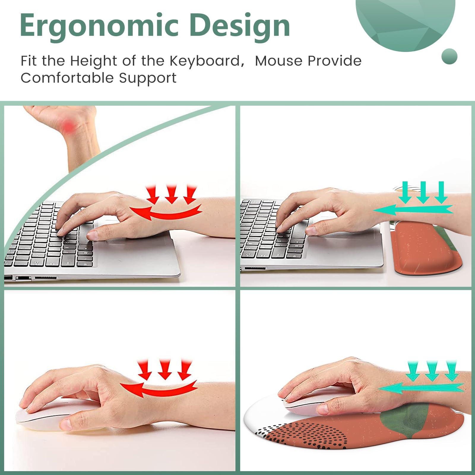 iCasso Keyboard Wrist Rest Pad and Mouse Wrist Rest Support Mouse Pad Set- Durable & Comfortable & Lightweight for Easy Typing & Pain Relief-Ergonomic Support (Abstract Marble) 1