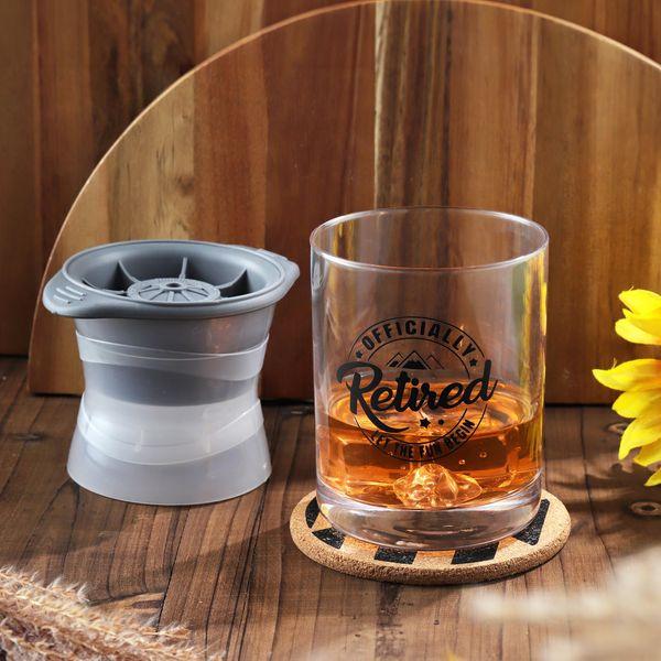 Joeyan Whiskey Retirement Gift Sets for Men Women, Funny Whisky Rum Alcohol Presents, Anniversary Cup Gifts for Him Her, Crystal Whiskey Tumbler Glass Cup with Ice Ball Mold and Coaster 1