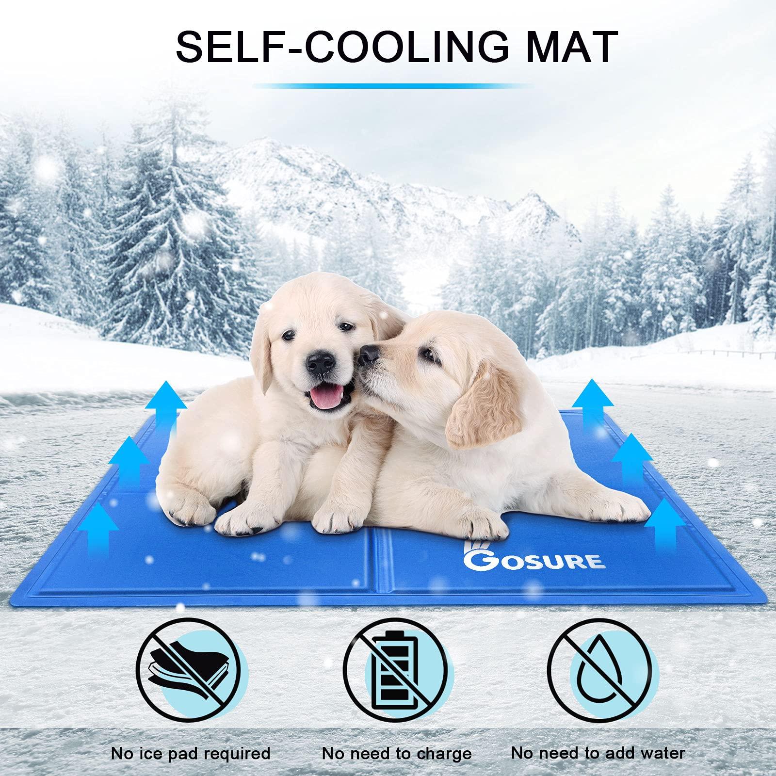 Gosure Cooling Mat for Dogs Cats Medium 65x50cm Gel Self Cooling Dog Mat,No Freeze Or Refrigerate Required, Scratch-proof/Waterproof Cool Mat for Dogs,Cats,Pets in Summer (M(50 * 65cm)) 1