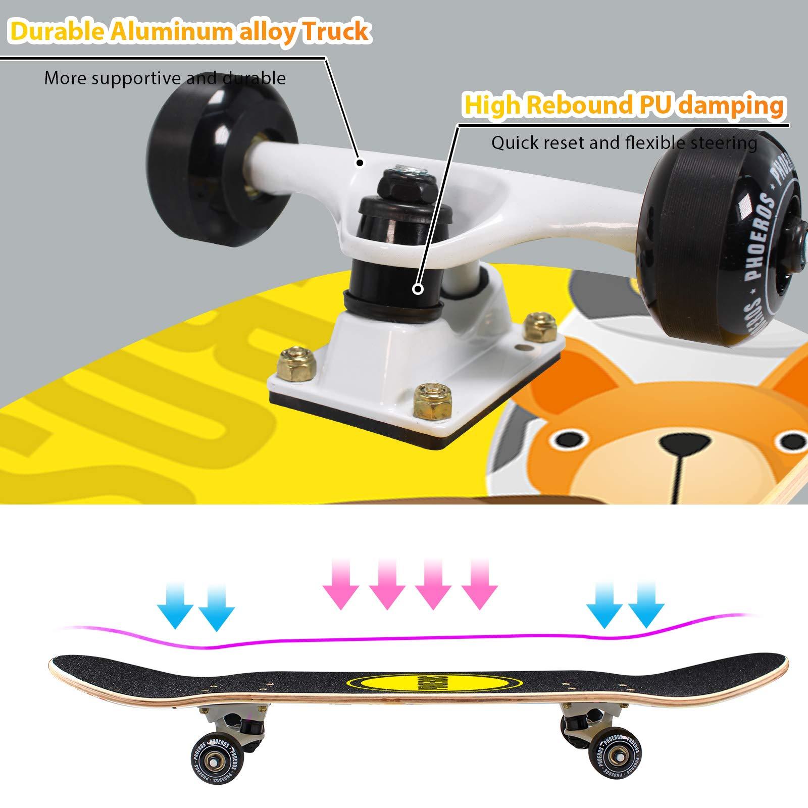 Cesulos Complete Skateboards- Standard Skateboards for Beginners Kids Boys Girls Teenager- 31''x 8''Canadian Maple Cruiser Pro Skate Board, Skateboards 4