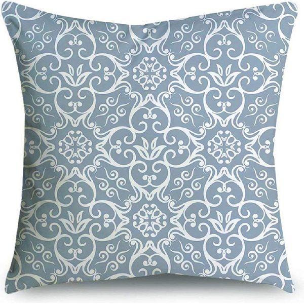 BCKAKQA Cushion Cases 4 Pack 45cm x 45cm Blue and Grey Decorative Cushion Covers 18x18 inches Linen Square Throw Pillow Covers for Bedroom Living Room Sofa Couch Bed Pillow Cases 3