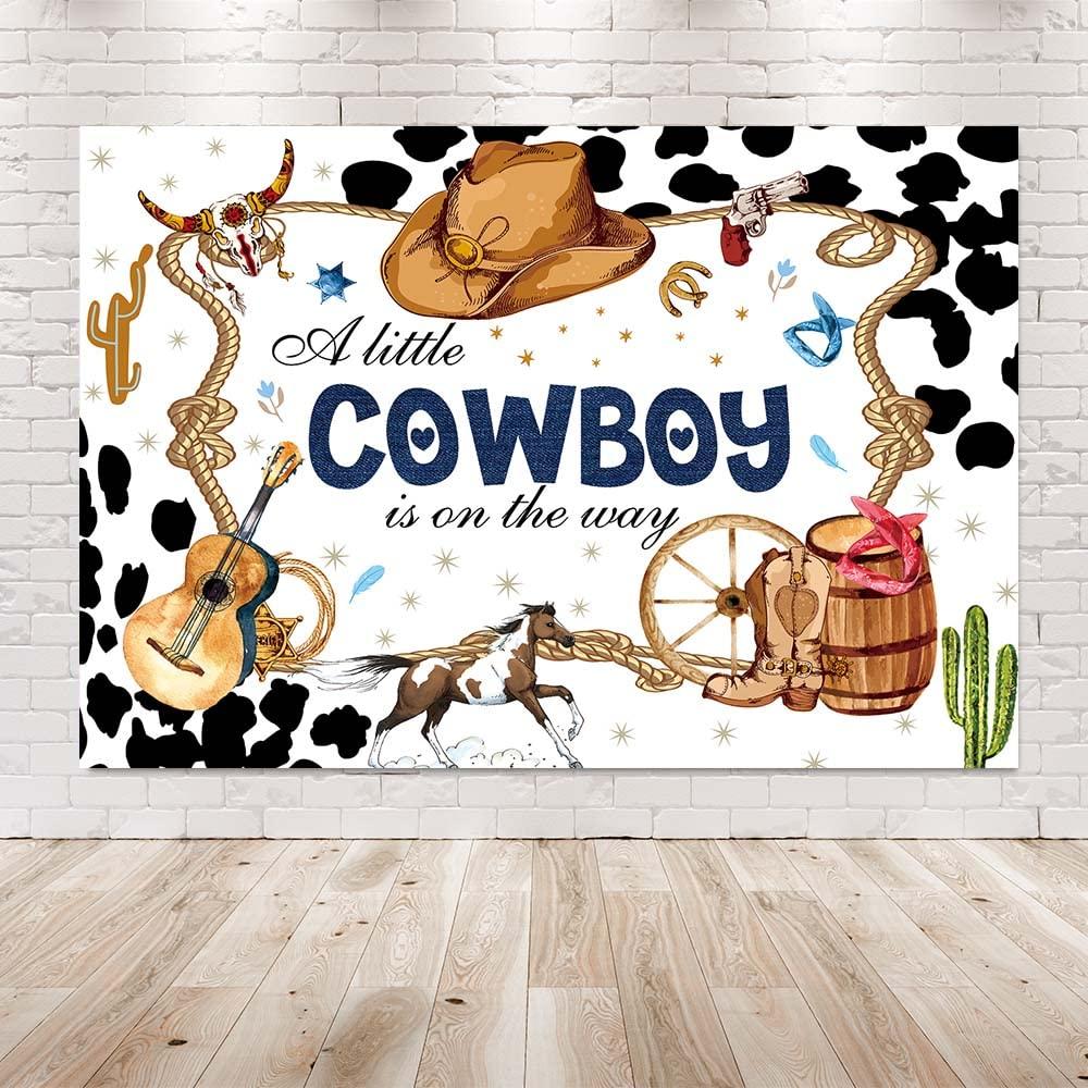 Cowboy Baby Shower Backdrop Wild West Cow Country Theme party Photography Background for Boy Baby Shower Party Decorations Photoshoot (7X5FT) 3