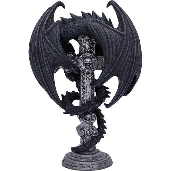 Nemesis Now Anne Stokes Gothic Guardian Dragon Cross Candle Holder 26.5cm, Black 4
