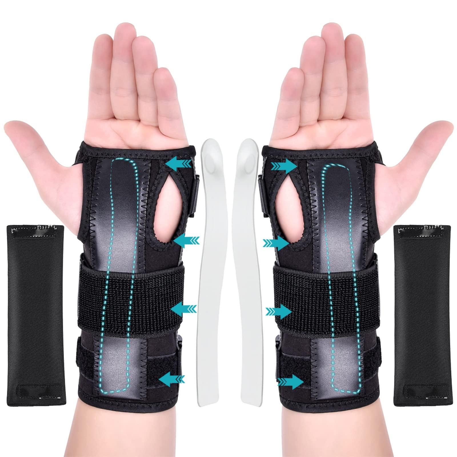 Apasiri Wrist Brace(2 PCS), Wrist Splint Fits Right/Left Hand for Carpal Tunnel, Arthritis, Tendonitis, Sprain, Breathable Wrist Support with Aluminum Bar and Soft Padding for Men and Women - S