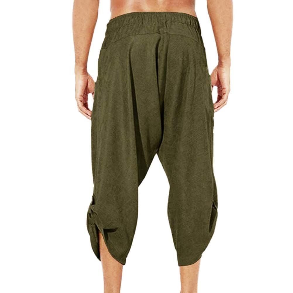 COSDREAMER Men's Medieval Pants Viking Pirate Costume Trousers (XL,Green) 3