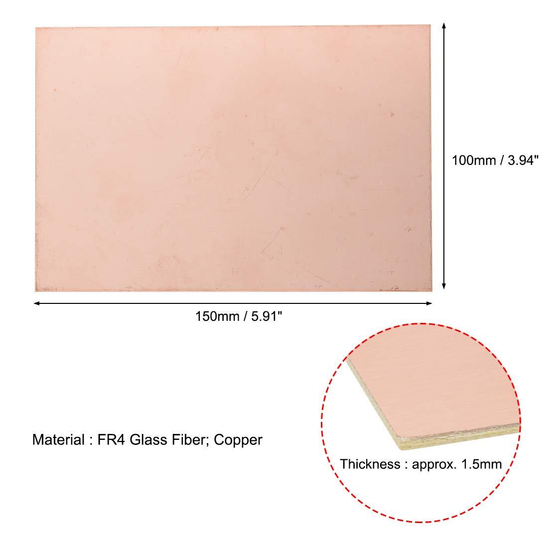 sourcing map Double-Sided Copper Clad Laminate PCB Circuit Board, FR4 150x100mm 5.91x3.94 inch, 1.5mm Thickness DIY Prototyping PCB Board, Name Board, 5pcs 2