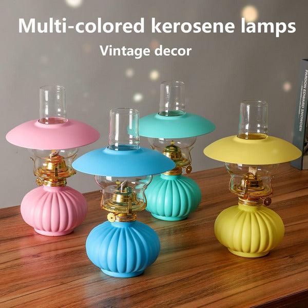 amanigo 28cm Glass Kerosene Lamp Chimney Clear Glass Oil Light With Decorative Cover Nostalgic Emergency Oil Lamp Traditional Glass Butter Lamp For Indoor Outdoor (Color : Blue) 1