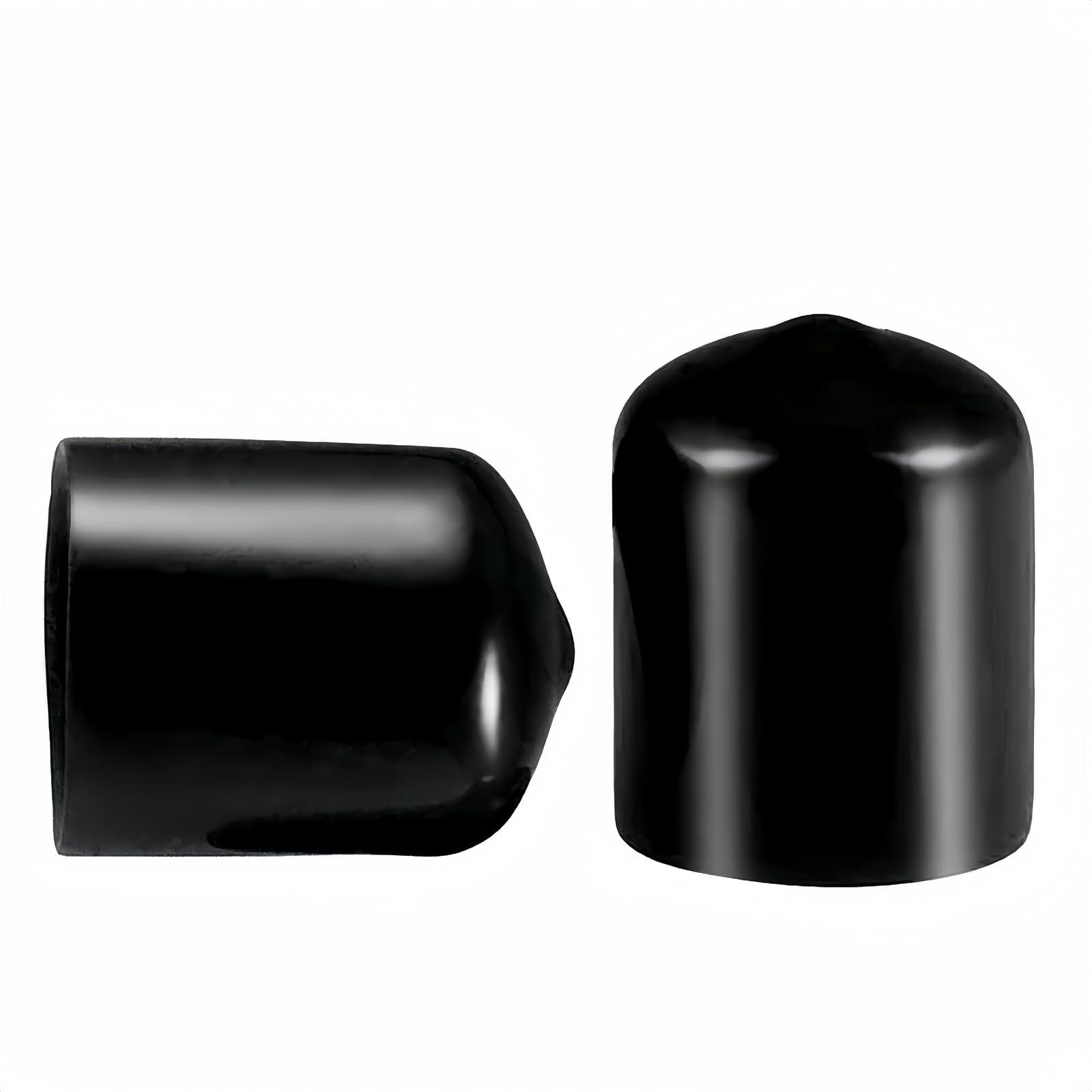 Boxonly Screw Thread Protectors PVC Rubber Round Tube Bolt Cap Plastic End Cap Cover Inner Dia.18mm Black 10Pcs
