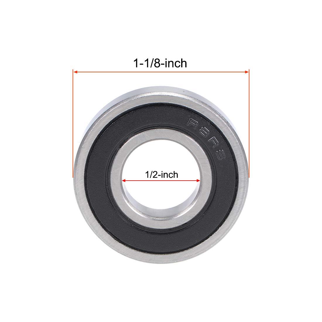 sourcing map R8-2RS Deep Groove Ball Bearings 1/2" x 1-1/8" x 5/16" Double Sealed Chrome Steel P6(ABEC3) 10pcs 3