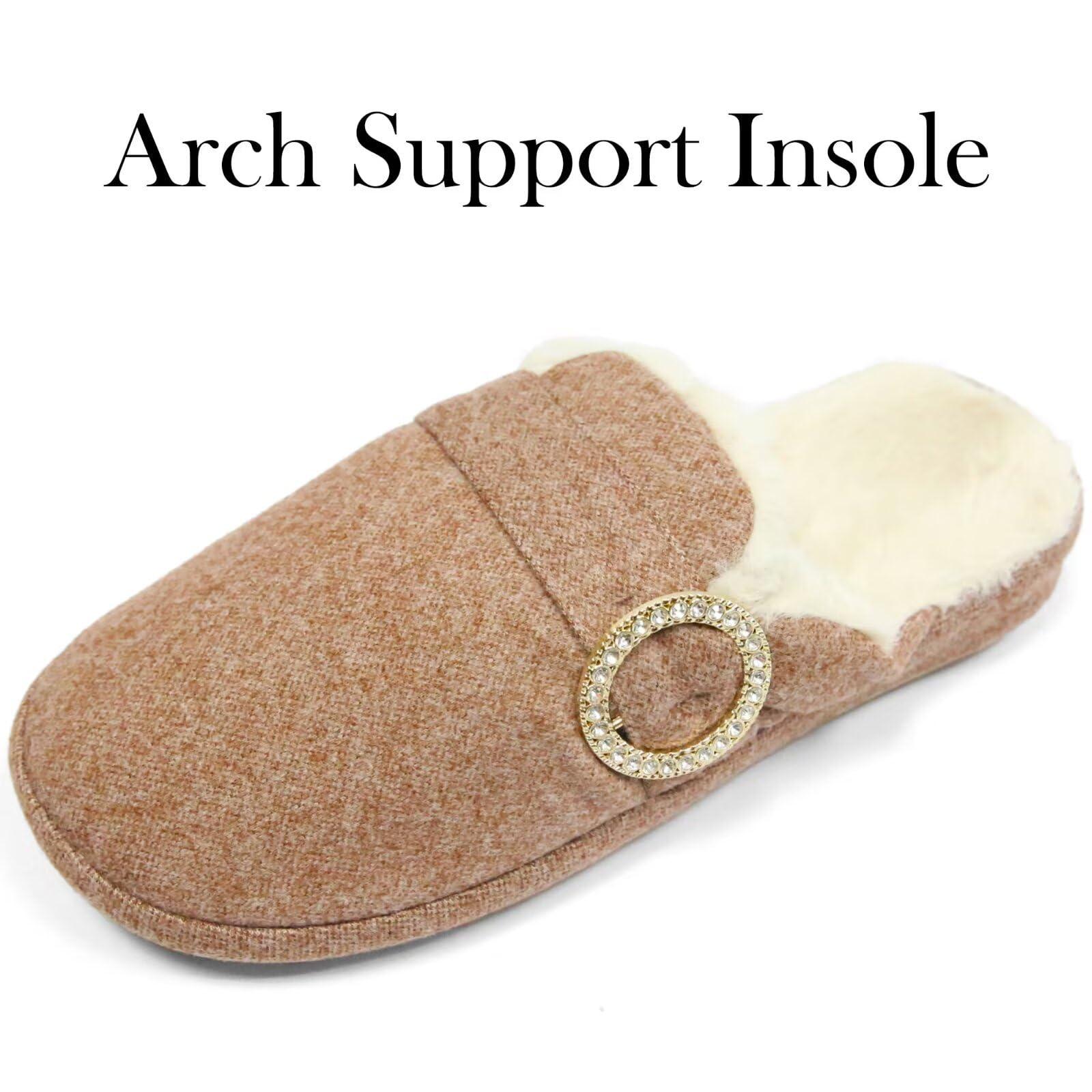 CORIFEI Slippers for Women Arch Support House Slip On with Fluffy Insole 3