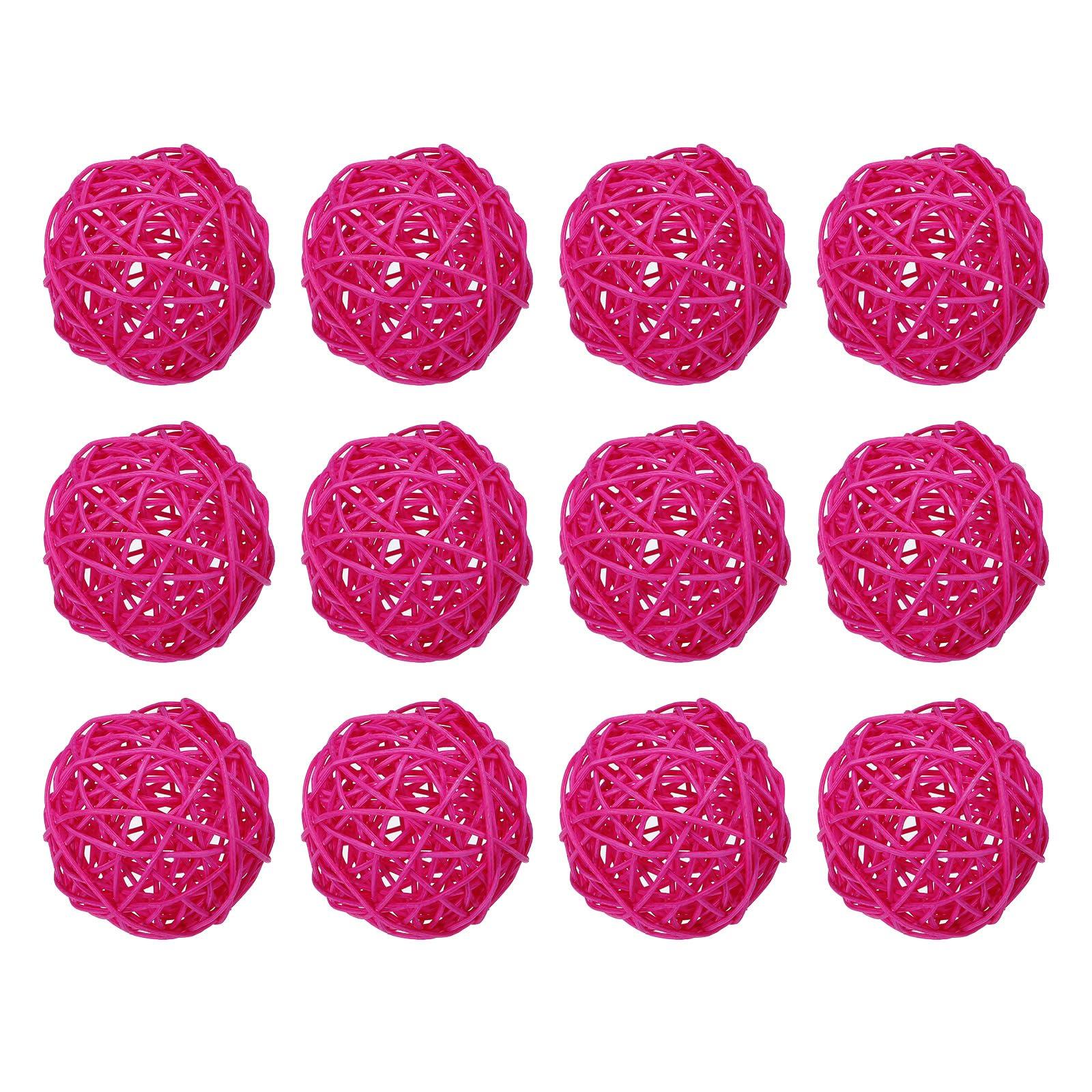 sourcing map 18 Pcs Wicker Rattan Balls Decorative Balls 2.8Inch for Vase Fillers,Wedding,Garden,Hallway Party,Rose 5