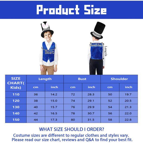 Maryparty Rabbit Costume Kids Easter Bunny Costume Set Blue Sequin Vest Big Clock Rabbit Ears Hat Nose Tail Bow Tie Bunny Costume Accessories for Kids (130) 2