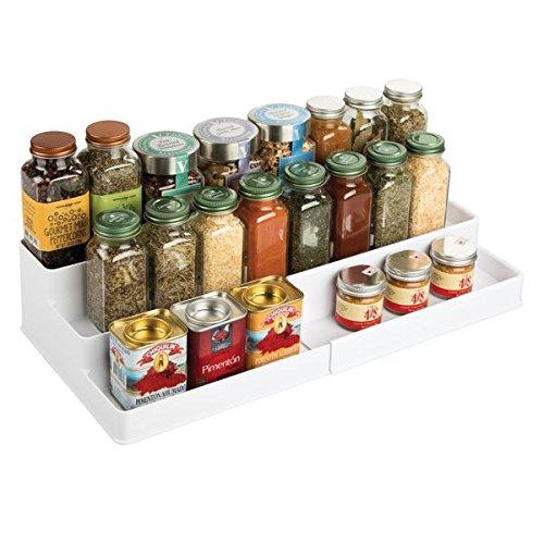 mDesign Spice Rack for Kitchen Cabinet Storage - Pull-Out Storage for Order in The Kitchen, Cosmetics Rack - 3 Levels - White 1