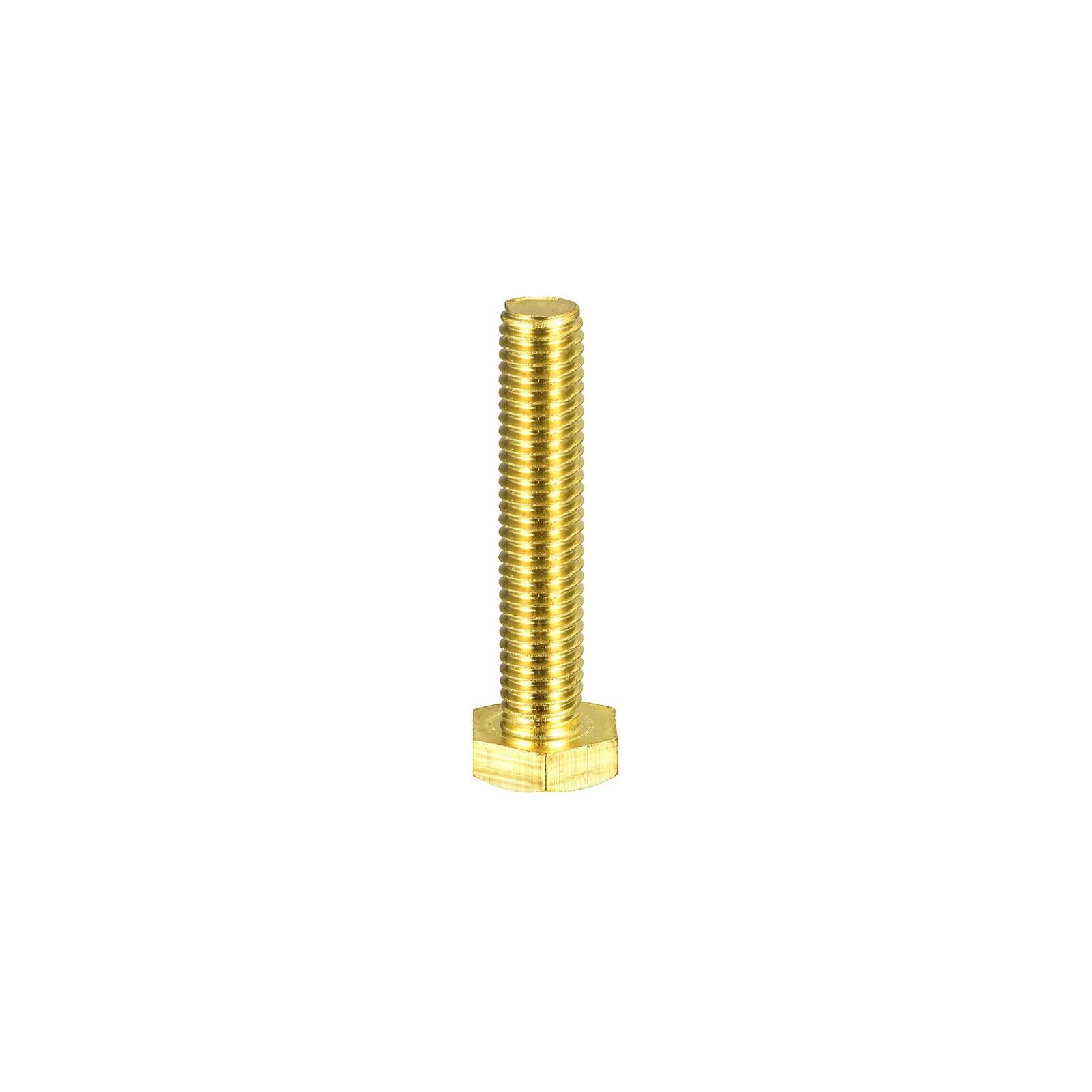 sourcing map Brass Hex Bolts, M10x50mm 1pcs Fully Thread Grade 4.8 Solid Brass Hexagon Head Bolt Machine Screws for Machinery 2