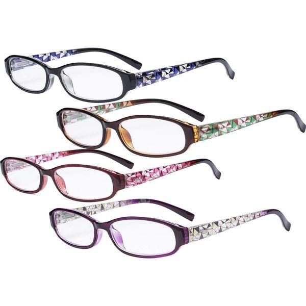 Eyekepper 4 Pack Print Women's Reading Glasses - Ladies Fashion Small Readers for Women Reading +2.75 0